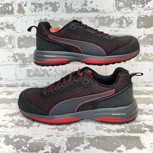 Puma Speed Safety Shoes Mens 10.5 Black Red Composite Toe Slip Resistance 644495